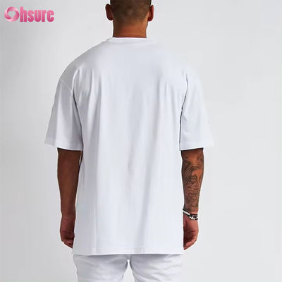 Logotipo personalizado Roupas de rua T-Shirt pesado Impressão preto algodão pesada gota ombro espesso T-Shirt em branco