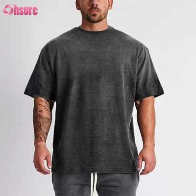 Logotipo personalizado Roupas de rua T-Shirt pesado Impressão preto algodão pesada gota ombro espesso T-Shirt em branco