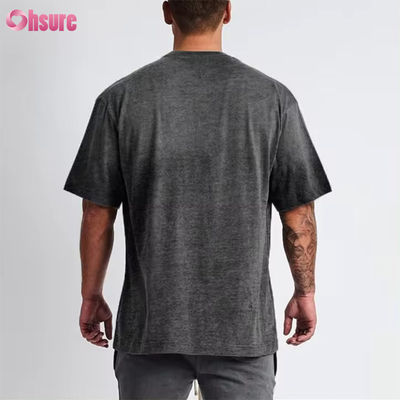 Logotipo personalizado Roupas de rua T-Shirt pesado Impressão preto algodão pesada gota ombro espesso T-Shirt em branco