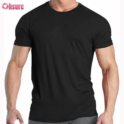 T-shirt de compressão de algodão 95 de alta qualidade T-shirt de compressão de algodão 5 de spandex T-shirt elástico de alongamento respirável de ginástica de manga curta