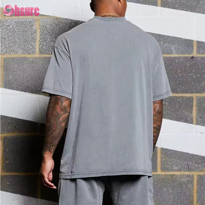 Logotipo personalizado Roupa de exercício Vestuário desportivo Pesos pesados Vintage Algodão Acido Lavado Corrente de grande porte Camisa de ginástica Homens