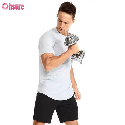 Venda em Grosso US Size Fitness Apparel Gym masculino Sport T-shirts respiráveis High Elastic Quick Dry Running Slim Fit T-shirts