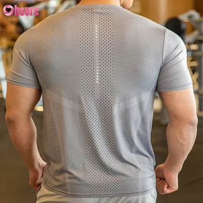 Camiseta Esportiva Masculina de Atividade Física, Poliéster e Elastano, Roupas de Corrida Masculinas, Academia, Leve, Esportiva, Elástica, Camisetas
