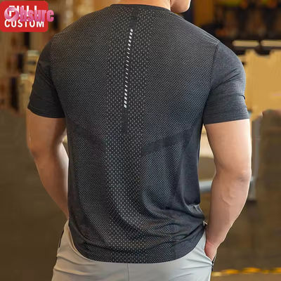 Camiseta Esportiva Masculina de Atividade Física, Poliéster e Elastano, Roupas de Corrida Masculinas, Academia, Leve, Esportiva, Elástica, Camisetas