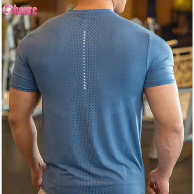 Camiseta Esportiva Masculina de Atividade Física, Poliéster e Elastano, Roupas de Corrida Masculinas, Academia, Leve, Esportiva, Elástica, Camisetas