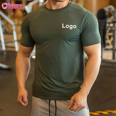 Camiseta Esportiva Masculina de Atividade Física, Poliéster e Elastano, Roupas de Corrida Masculinas, Academia, Leve, Esportiva, Elástica, Camisetas