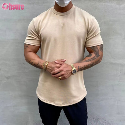 High Elastic Cotton Training Loose Fit Muscle Men's Fitness Sports T-shirt Gym T-shirt Impressão em tela T-shirt relaxado Fit