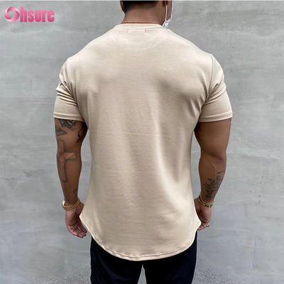 High Elastic Cotton Training Loose Fit Muscle Men's Fitness Sports T-shirt Gym T-shirt Impressão em tela T-shirt relaxado Fit
