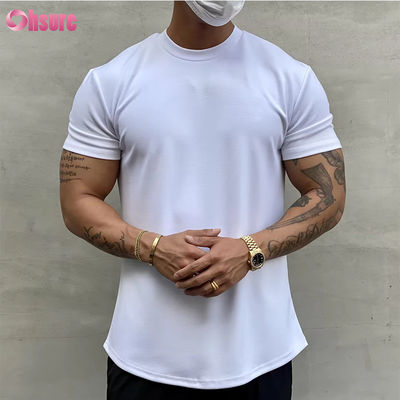 High Elastic Cotton Training Loose Fit Muscle Men's Fitness Sports T-shirt Gym T-shirt Impressão em tela T-shirt relaxado Fit