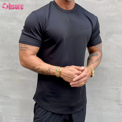 High Elastic Cotton Training Loose Fit Muscle Men's Fitness Sports T-shirt Gym T-shirt Impressão em tela T-shirt relaxado Fit