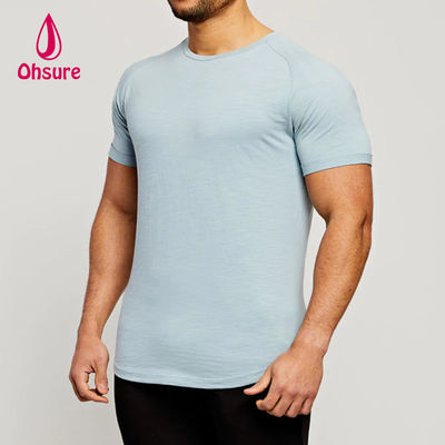 Camisetas esportivas de bambu com mangas raglan, gola redonda, corte atlético, leves para treino, para homens