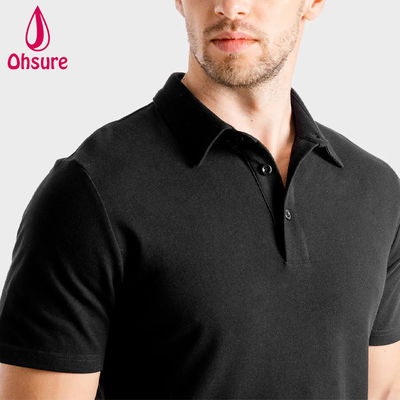 Camiseta com logotipo personalizado OEM Verão Escritório Ginásio Spandex / Nylon Roupas de trabalho para personal trainer masculino Camisas polo masculinas em branco Casual XS-2XL