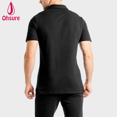 Camiseta com logotipo personalizado OEM Verão Escritório Ginásio Spandex / Nylon Roupas de trabalho para personal trainer masculino Camisas polo masculinas em branco Casual XS-2XL