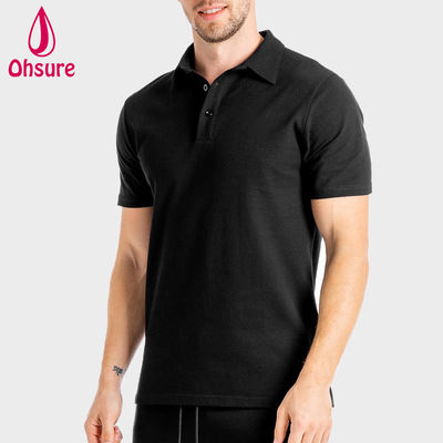 Camiseta com logotipo personalizado OEM Verão Escritório Ginásio Spandex / Nylon Roupas de trabalho para personal trainer masculino Camisas polo masculinas em branco Casual XS-2XL