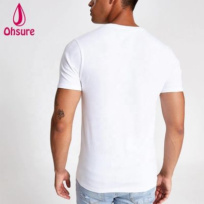 Logotipo personalizado Muscle Slim Fit Gym T-Shirt 95% Bambu 5% Spandex Bodybuilding Fitness Tee Homens Esporte Branco T-Shirt