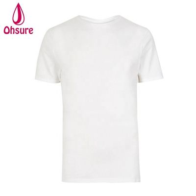 Logotipo personalizado Muscle Slim Fit Gym T-Shirt 95% Bambu 5% Spandex Bodybuilding Fitness Tee Homens Esporte Branco T-Shirt