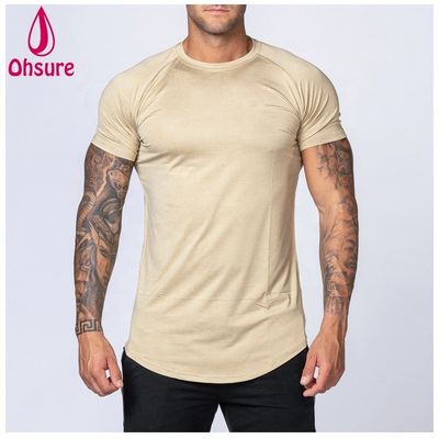 Gimnástica Exercício Wear para Homens Camiseta de Bambú Camiseta Desportiva Treino Manga Curta Impressão Casual Impressão Padrão Tricotado Suporte Muscular