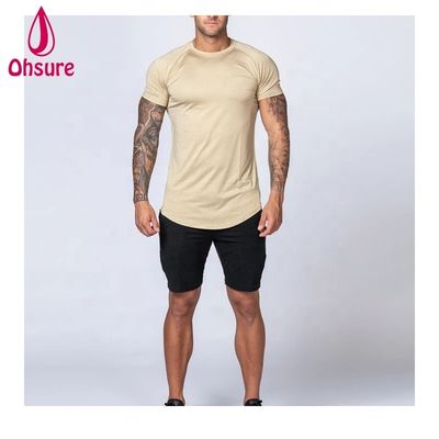 Gimnástica Exercício Wear para Homens Camiseta de Bambú Camiseta Desportiva Treino Manga Curta Impressão Casual Impressão Padrão Tricotado Suporte Muscular