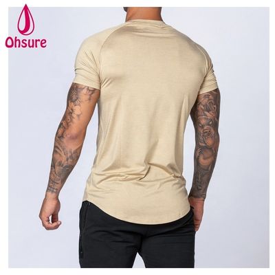 Gimnástica Exercício Wear para Homens Camiseta de Bambú Camiseta Desportiva Treino Manga Curta Impressão Casual Impressão Padrão Tricotado Suporte Muscular