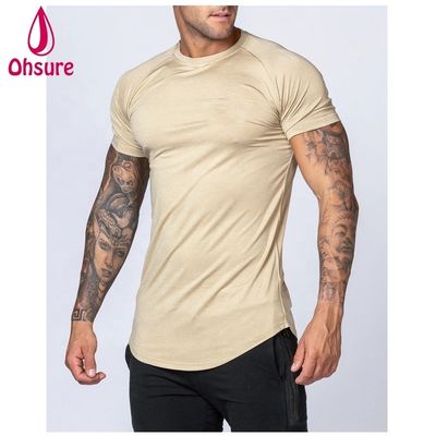 Gimnástica Exercício Wear para Homens Camiseta de Bambú Camiseta Desportiva Treino Manga Curta Impressão Casual Impressão Padrão Tricotado Suporte Muscular
