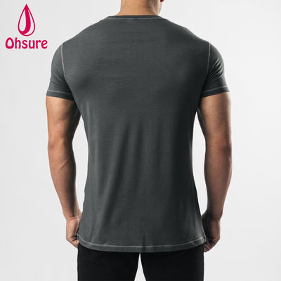Camiseta masculina de ginástica com costura em zigue-zague de secagem rápida com logotipo personalizado OEM, ajuste muscular, treino, camisetas masculinas em branco, estampadas casuais