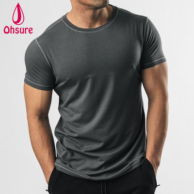 Camiseta masculina de ginástica com costura em zigue-zague de secagem rápida com logotipo personalizado OEM, ajuste muscular, treino, camisetas masculinas em branco, estampadas casuais