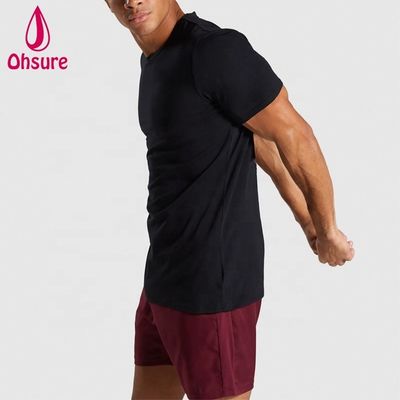 Camiseta de ginástica masculina de algodão e elastano, ajuste fino, camiseta de musculação, roupa de treino, alta qualidade, personalizada para homens, casual, estampada