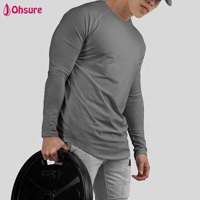 Camiseta Masculina Modeladora Athletiic Slim Fit - Tops Manga Longa com Barra Arredondada para Treino, Musculação e Ginástica - Camisetas Casuais Lisas