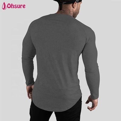 Camiseta Masculina Modeladora Athletiic Slim Fit - Tops Manga Longa com Barra Arredondada para Treino, Musculação e Ginástica - Camisetas Casuais Lisas