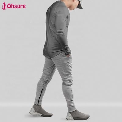 Camiseta Masculina Modeladora Athletiic Slim Fit - Tops Manga Longa com Barra Arredondada para Treino, Musculação e Ginástica - Camisetas Casuais Lisas