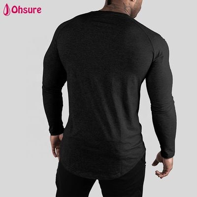 Camiseta Masculina Modeladora Athletiic Slim Fit - Tops Manga Longa com Barra Arredondada para Treino, Musculação e Ginástica - Camisetas Casuais Lisas
