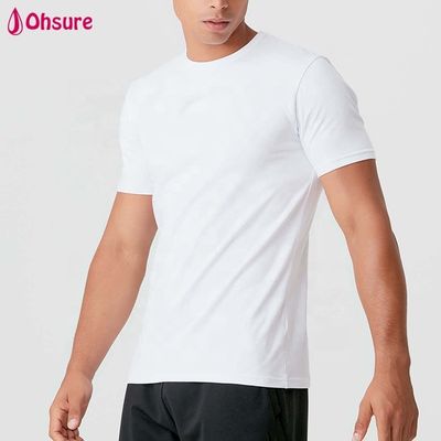 Venda por atacado de logotipo personalizado camisas masculinas Slim Fit Homem roupa de ginástica simples algodão espandêx branco camisa de manga curta masculina