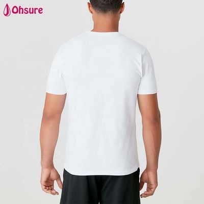 Venda por atacado de logotipo personalizado camisas masculinas Slim Fit Homem roupa de ginástica simples algodão espandêx branco camisa de manga curta masculina