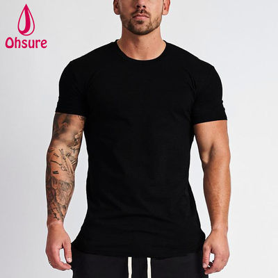 Camiseta de fitness masculina preta de secagem rápida para corrida e academia, esportiva de verão de alta qualidade