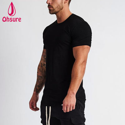 Camiseta de fitness masculina preta de secagem rápida para corrida e academia, esportiva de verão de alta qualidade