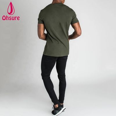Camiseta masculina de manga curta de algodão masculina de desporto de desporto casual camisa de treino de corrida