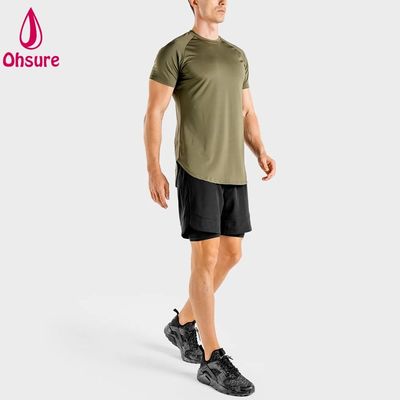Novos produtos Leve Atlético Respirável Homens Fitness Tecido Spandex Elastano Ropa de Homens T-shirts