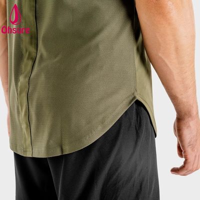 Novos produtos Leve Atlético Respirável Homens Fitness Tecido Spandex Elastano Ropa de Homens T-shirts