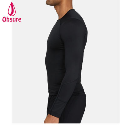 Venda Quente Vestidos de ginástica de venda por atacado Slim Fit Homens Camisa de compressão Homens Esporte Vestidos de camisetas de manga longa Homens Camisa em branco Casual O-neck