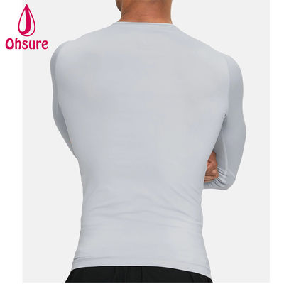 Venda Quente Vestidos de ginástica de venda por atacado Slim Fit Homens Camisa de compressão Homens Esporte Vestidos de camisetas de manga longa Homens Camisa em branco Casual O-neck