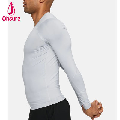 Venda Quente Vestidos de ginástica de venda por atacado Slim Fit Homens Camisa de compressão Homens Esporte Vestidos de camisetas de manga longa Homens Camisa em branco Casual O-neck