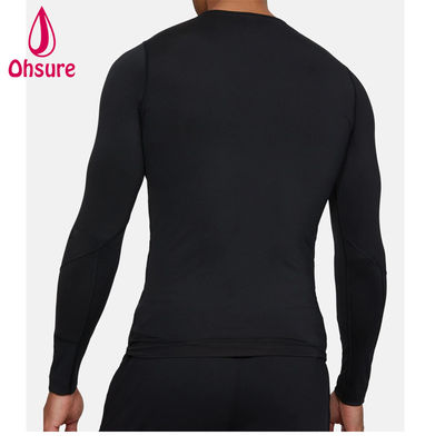 Venda Quente Vestidos de ginástica de venda por atacado Slim Fit Homens Camisa de compressão Homens Esporte Vestidos de camisetas de manga longa Homens Camisa em branco Casual O-neck
