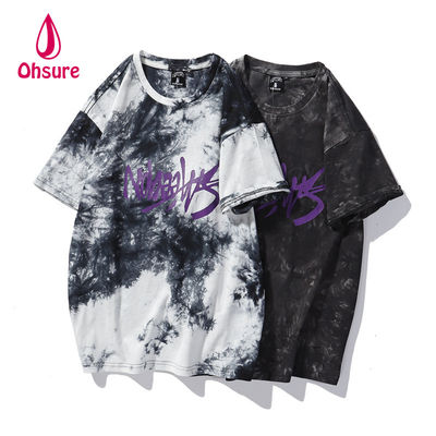 Ohsure 2023 camiseta personalizada lavagem algodão gravatas T-shirt Streetwear Manga curta Verão Homens Unisex padrão de impressão casual