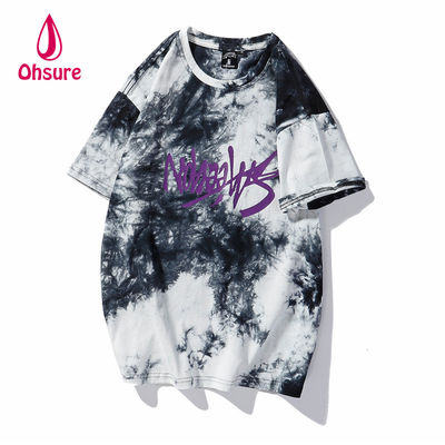Ohsure 2023 camiseta personalizada lavagem algodão gravatas T-shirt Streetwear Manga curta Verão Homens Unisex padrão de impressão casual