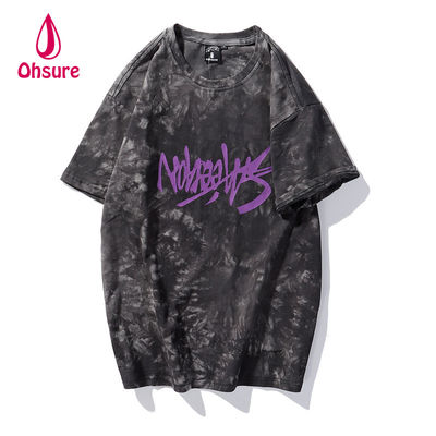 Ohsure 2023 camiseta personalizada lavagem algodão gravatas T-shirt Streetwear Manga curta Verão Homens Unisex padrão de impressão casual