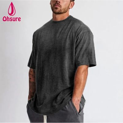 Camiseta em branco de algodão de rua T-shirt de tamanho grande T-shirt de ombro pesado T-shirt personalizado Impressão de alta qualidade para homens casual