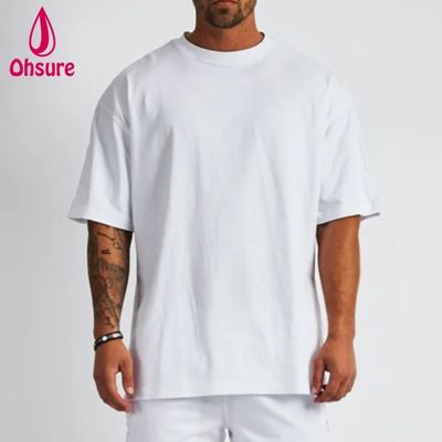 Camiseta em branco de algodão de rua T-shirt de tamanho grande T-shirt de ombro pesado T-shirt personalizado Impressão de alta qualidade para homens casual