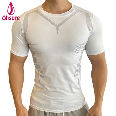 T-shirt de manga curta com absorção de suor, com venda a retalho, personalizado, novo design, de moda masculina, ginásio de desporto, corrida, desporto, tecido casual