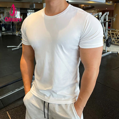 Ohsure Men Camiseta de manga curta de verão Seda fria Reciclado Alta qualidade Xilitol Algodão Logotipo privado personalizado Camisetas de ginástica para homens