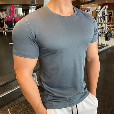 Ohsure Men Camiseta de manga curta de verão Seda fria Reciclado Alta qualidade Xilitol Algodão Logotipo privado personalizado Camisetas de ginástica para homens